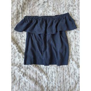 Madewell blue striped off shoulder top